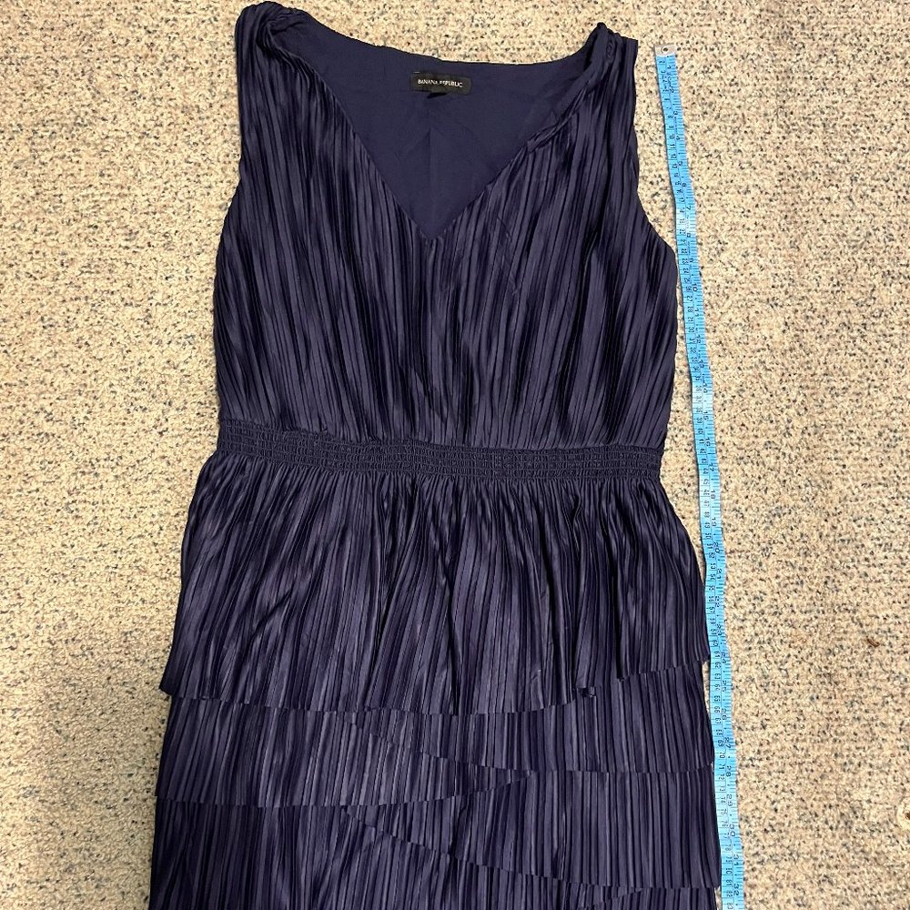 Banana Republic Navy Pleated Tiered Dress